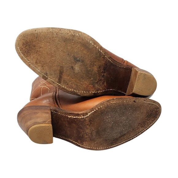 Vintage 1970s Frye Brown Leather Western Cowboy Boots Women’s 6.5 High Heel Tall - Picture 11 of 13